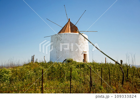 Old mill of Vejer de la Frontera, Spain, Andalusia region, Costa de la Luz, Cadiz district, White Towns, Iberian Peninsula, Old town. Ruta de los Pueblos Blancos Old mill of Vejer de la Frontera, Spain, Andalusia region, Costa de la Luz, Cadiz district, White Towns, Iberian Peninsula, Old town. Ruta de los Pueblos Blancos 109333824