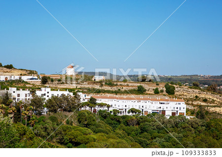 Beautiful view on Vejer de la Frontera, Spain, Andalusia region, Costa de la Luz, Cadiz district, White Towns, Iberian Peninsula, Old town. Ruta de los Pueblos Blancos Beautiful view on Vejer de la Frontera, Spain, Andalusia region, Costa de la Luz, Cadiz district, White Towns, Iberian Peninsula, Old town. Ruta de los Pueblos Blancos 109333833