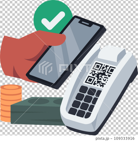 Smartphone and Payment Terminal Paying with a Scan Vector Illustration Smartphone and Payment Terminal Paying with a Scan Vector Illustration 109333916