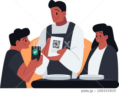 Restaurant Payment with Smartphone Vector Illustrations Restaurant Payment with Smartphone Vector Illustrations 109333935