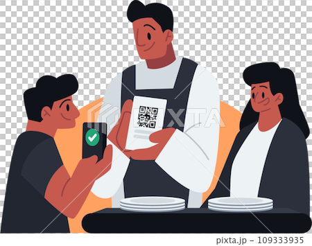 Restaurant Payment with Smartphone Vector Illustrations Restaurant Payment with Smartphone Vector Illustrations 109333935