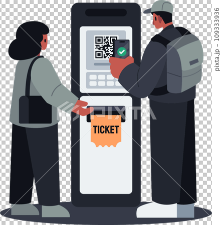Ticket Kiosk Contactless Payment Buying Tickets Vector Illustrations Ticket Kiosk Contactless Payment Buying Tickets Vector Illustrations 109333936