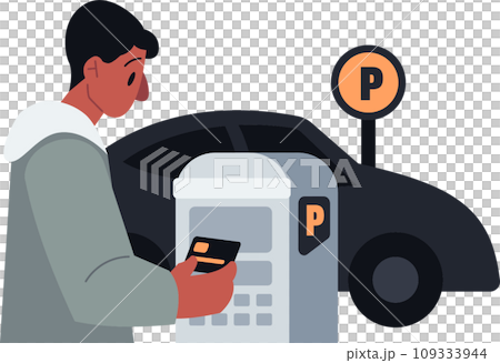 Parking Meter Contactless Payment Vector Illustrations 109333944
