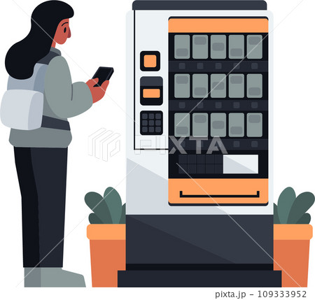 Vending Machine Purchases Contactless Payment Vector Illustrations Vending Machine Purchases Contactless Payment Vector Illustrations 109333952