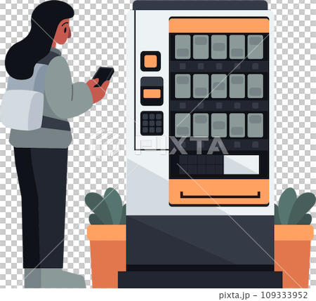 Vending Machine Purchases Contactless Payment Vector Illustrations Vending Machine Purchases Contactless Payment Vector Illustrations 109333952