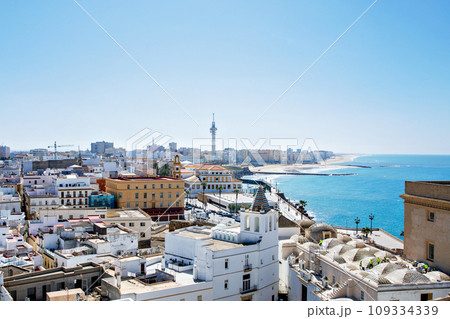 Cadiz Cathedral, Spain with an free view on the rooftops of the city 109334339