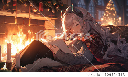 冬の夜長の読書時間 冬の夜長の読書時間 109334518