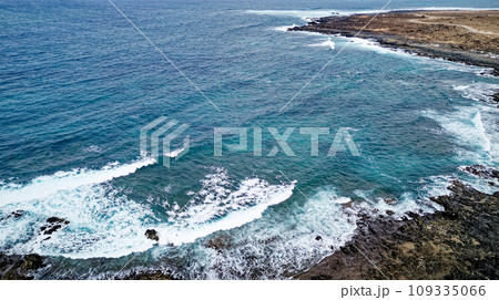 Aerial view of Popcorn Beach - Spain, Canary Islands, Fuerteventura 109335066