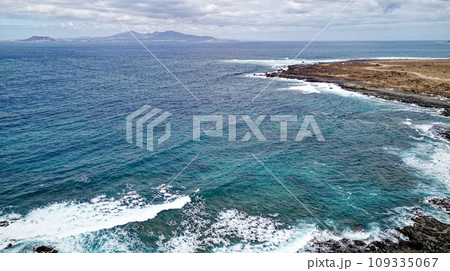 Aerial view of Popcorn Beach - Spain, Canary Islands, Fuerteventura 109335067