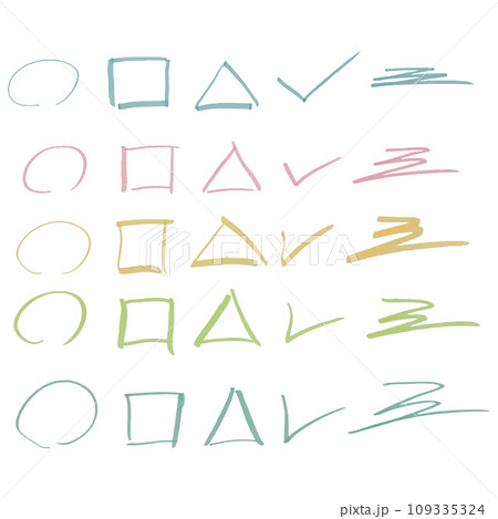 カラフルな蛍光ペンのストロークのイラスト素材　ベクター 109335324