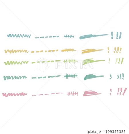 カラフルな蛍光ペンのストロークのイラスト素材　ベクター 109335325