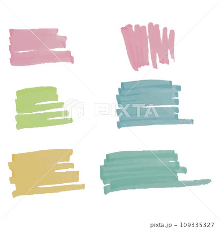 カラフルな蛍光ペンのストロークのイラスト素材　ベクター 109335327