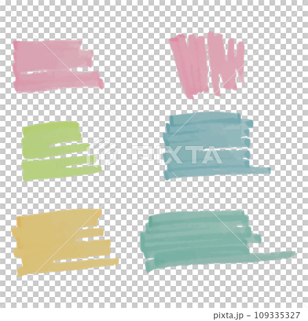 カラフルな蛍光ペンのストロークのイラスト素材　ベクター 109335327