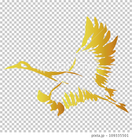 黄金の鶴の墨絵風のイラスト素材 ベクター 黄金の鶴の墨絵風のイラスト素材 ベクター 109335501