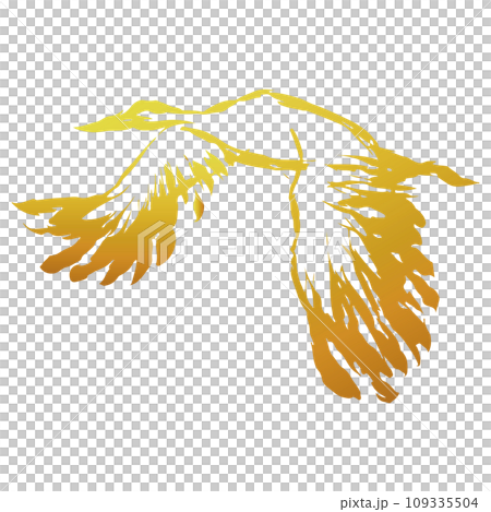 黄金の鶴の墨絵風のイラスト素材　ベクター 109335504