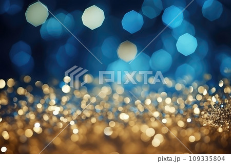Christmas Bokeh: Blurry Blue and Gold Background with Festive Sparkles Christmas Bokeh: Blurry Blue and Gold Background with Festive Sparkles 109335804