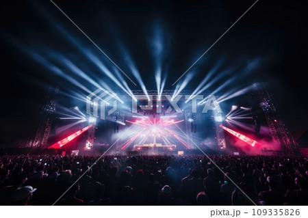 A Vibrant Concert with a Thriving Crowd Under the Open Sky 109335826