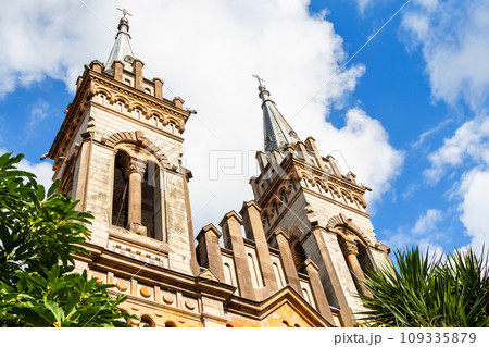 bottom view of towers Batumi Cathedral in autumn bottom view of towers Batumi Cathedral in autumn 109335879