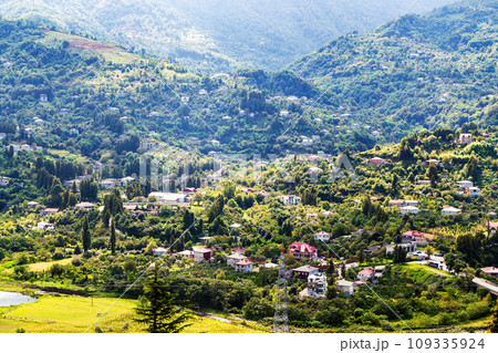 above view of Erge village in valley near Batumi 109335924
