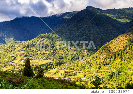 rainy clouds over mountains in Adjara in autumn rainy clouds over mountains in Adjara in autumn 109335974