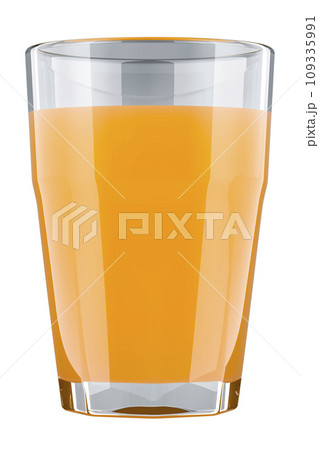 Glass of juice, orange. 3D rendering 109335991