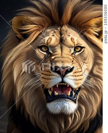 King of the jungle Lion with magnificent look and intimidating and ready to attack King of the jungle Lion with magnificent look and intimidating and ready to attack 109336080