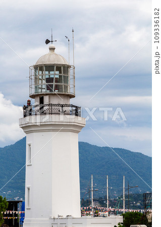 old lighthouse in Batumi city on cloudy autumn day old lighthouse in Batumi city on cloudy autumn day 109336182