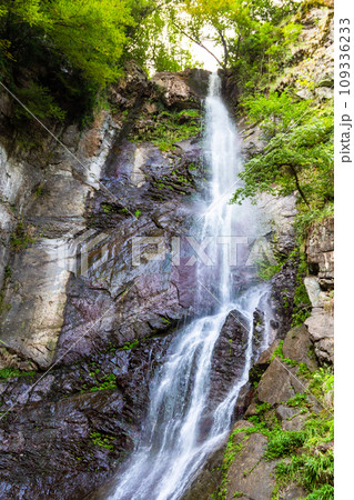 stone wall of Makhuntseti Waterfall in Adjara 109336233