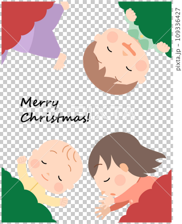 ●插畫素材：溫馨可愛的聖誕熟睡小孩 109336427