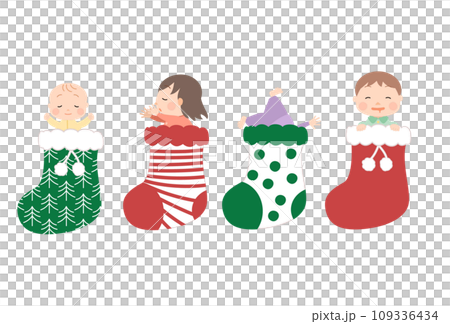 ●Illustration material: Warm and cute Christmas sleeping child socks ●Illustration material: Warm and cute Christmas sleeping child socks 109336434