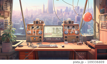 ラジオ・音楽スタジオ　背景素材 109336809