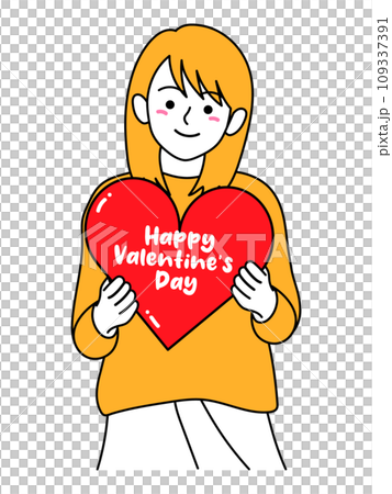 Cute woman holding heart for valentine's day 109337391