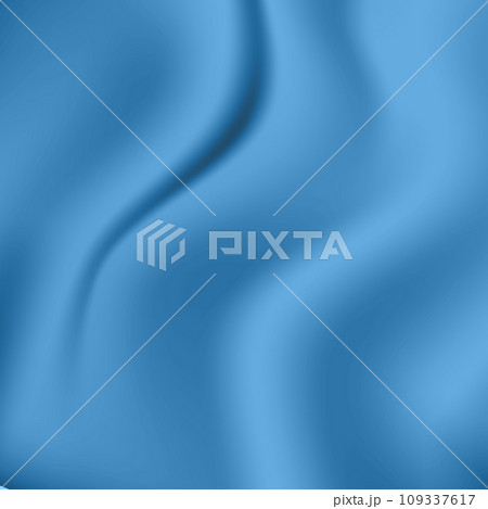 Silk blue background. Abstract vector pattern with copy space. Liquid wave texture, smooth drapery wallpaper. Wedding fabric, satin. Wavy design for banner, card, postcard, backdrop 109337617