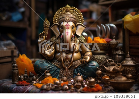 Ganesh an important image during Diwali. Generative AI 109339051