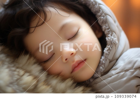 Ultra close-up, sleeping baby, and the whole picture is in a diagonal composition. Generative AI Ultra close-up, sleeping baby, and the whole picture is in a diagonal composition. Generative AI 109339074