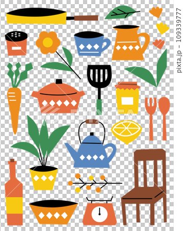 天然廚房用品插圖集 109339777