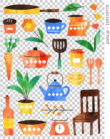 天然廚房用品插圖集 109339778