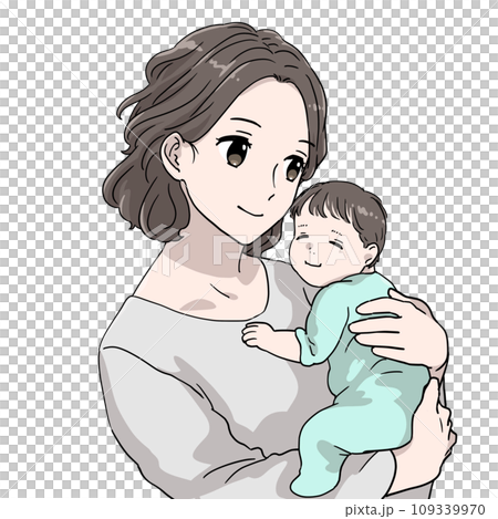 抱著嬰兒的女人,母親和孩子的插圖 抱著嬰兒的女人,母親和孩子的插圖 109339970