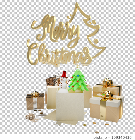 The Gold text and gift box for Christmas or Holiday concept 3d rendering The Gold text and gift box for Christmas or Holiday concept 3d rendering 109340436
