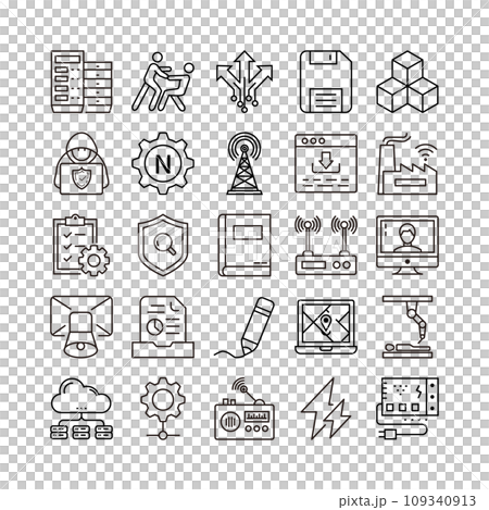 device artificial intelligence technology icon set device artificial intelligence technology icon set 109340913
