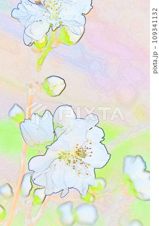 3Dイラスト八重の白い花桃10 3Dイラスト八重の白い花桃10 109341132