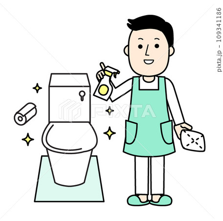 ハウスクリーニング トイレ清掃 シンプルな人物イラスト ハウスクリーニング トイレ清掃 シンプルな人物イラスト 109341186