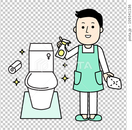 ハウスクリーニング トイレ清掃 シンプルな人物イラスト ハウスクリーニング トイレ清掃 シンプルな人物イラスト 109341186