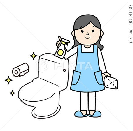 ハウスクリーニング トイレ清掃 シンプルな人物イラスト ハウスクリーニング トイレ清掃 シンプルな人物イラスト 109341187