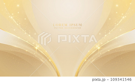 Luxury background with golden curve line decoration and glitter light effect. Elegant style background design concept Luxury background with golden curve line decoration and glitter light effect. Elegant style background design concept 109341546