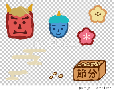 Setsubun/Oni and Bean Illustration 01 (color) 109341567