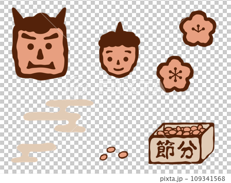 節分/鬼與豆插畫01(簡單) 節分/鬼與豆插畫01(簡單) 109341568