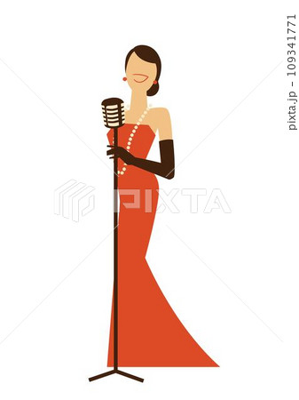 ガイコツマイクで唄う女性シンガー 109341771