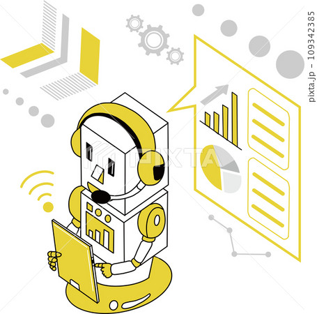 RPA・ロボットによる業務自動化のイメージイラスト 109342385