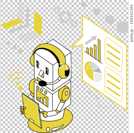 RPA・ロボットによる業務自動化のイメージイラスト 109342385